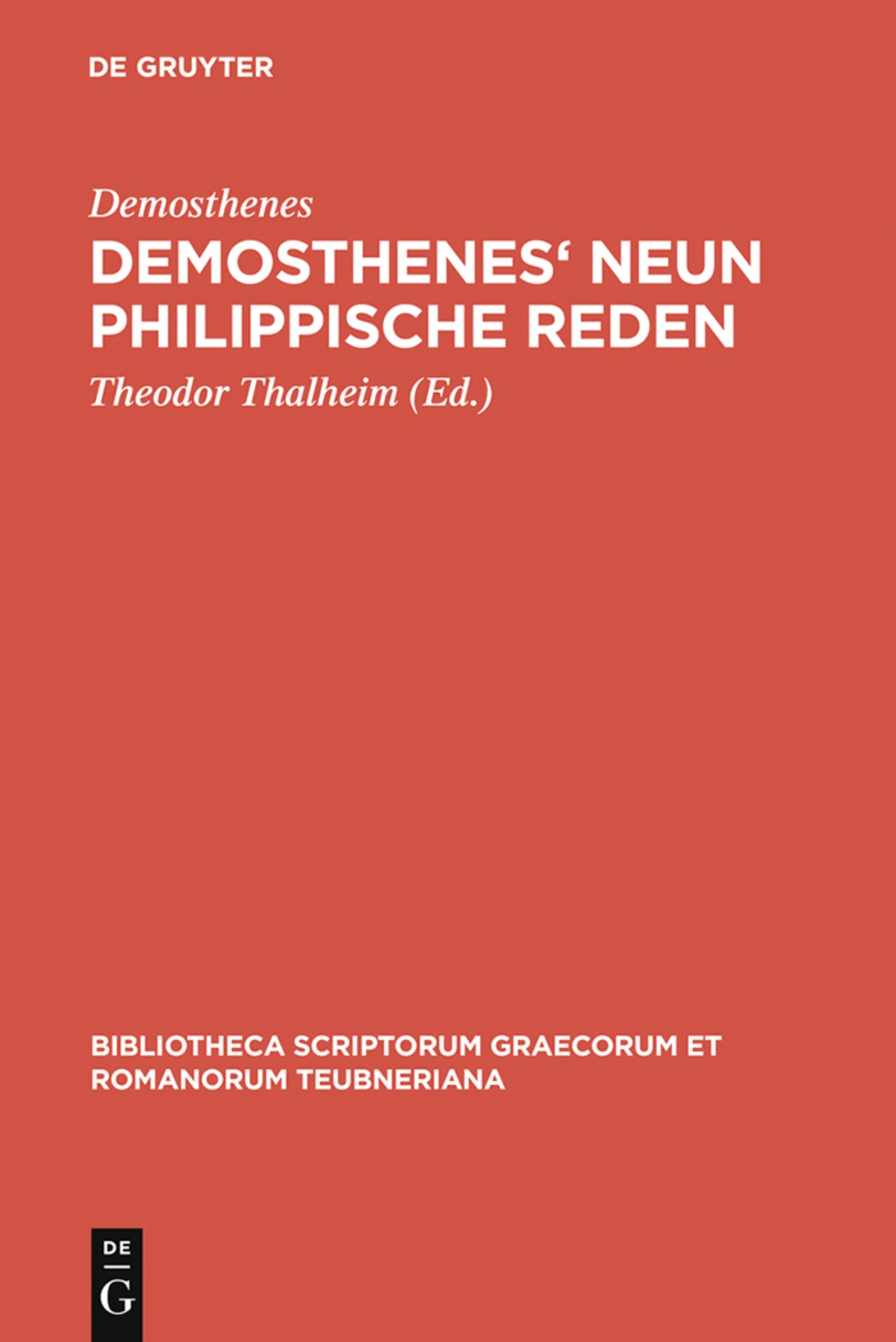 Cover image for Demosthenes' Neun philippische Reden ISBN 9783110983975